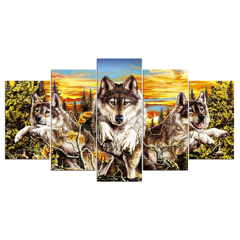 Tableau Loup Coucher de Soleil